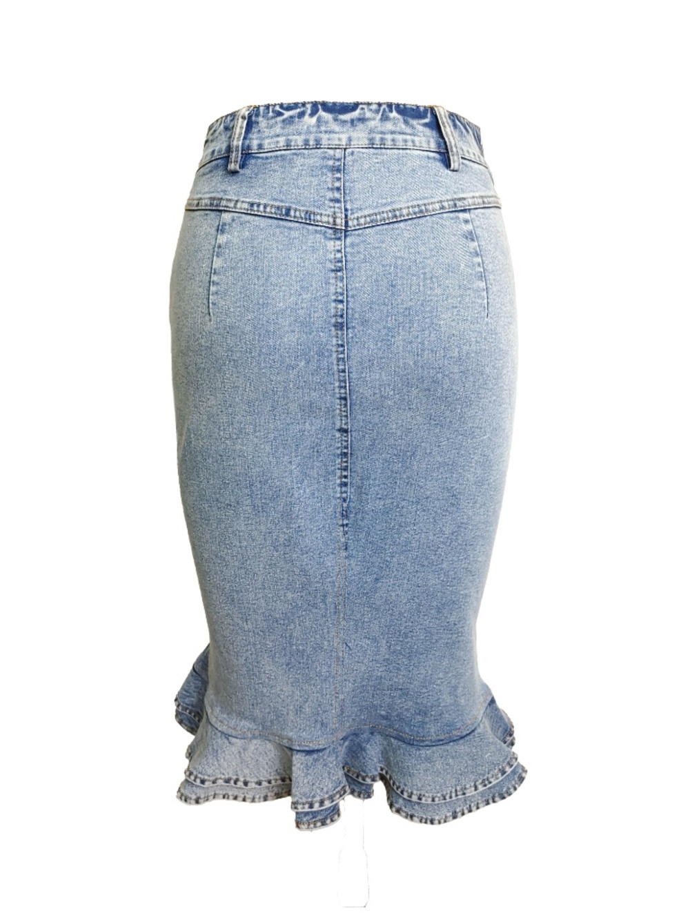 Cascadia Ruffle Column Denim Skirt - Picture 4 of 4